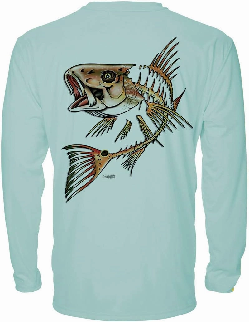 Denali Men's Teaser UPF 50  Long Sleeve T-Shirt, UV Protection Shirt, Trophy Bones Collection by Marcos Augusto: Redfish