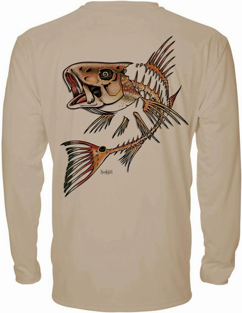 Denali Men's Teaser UPF 50  Long Sleeve T-Shirt, UV Protection Shirt, Trophy Bones Collection by Marcos Augusto: Redfish
