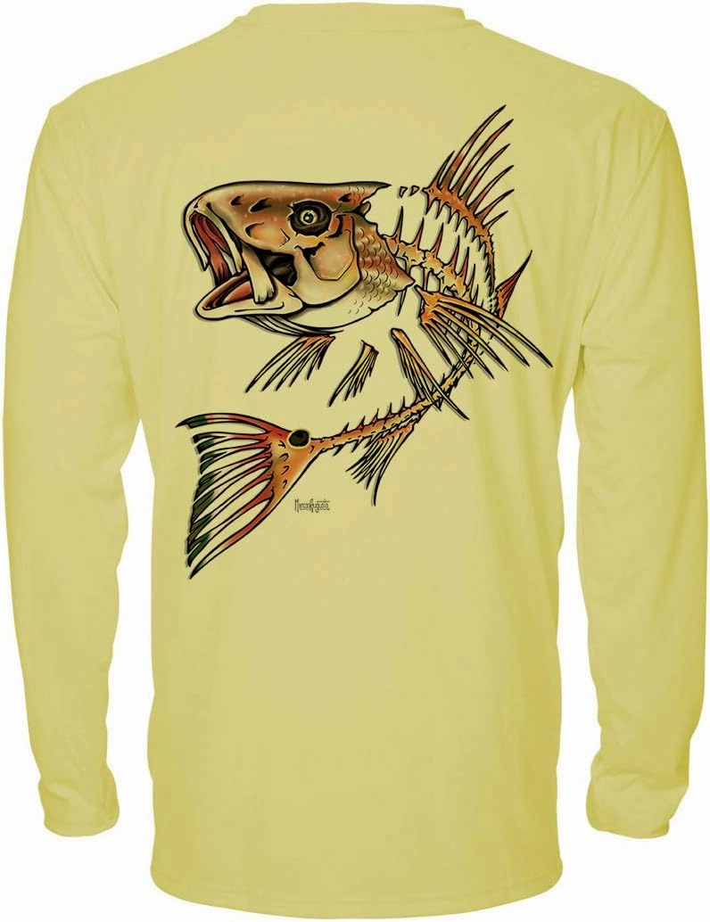 Denali Men's Teaser UPF 50  Long Sleeve T-Shirt, UV Protection Shirt, Trophy Bones Collection by Marcos Augusto: Redfish