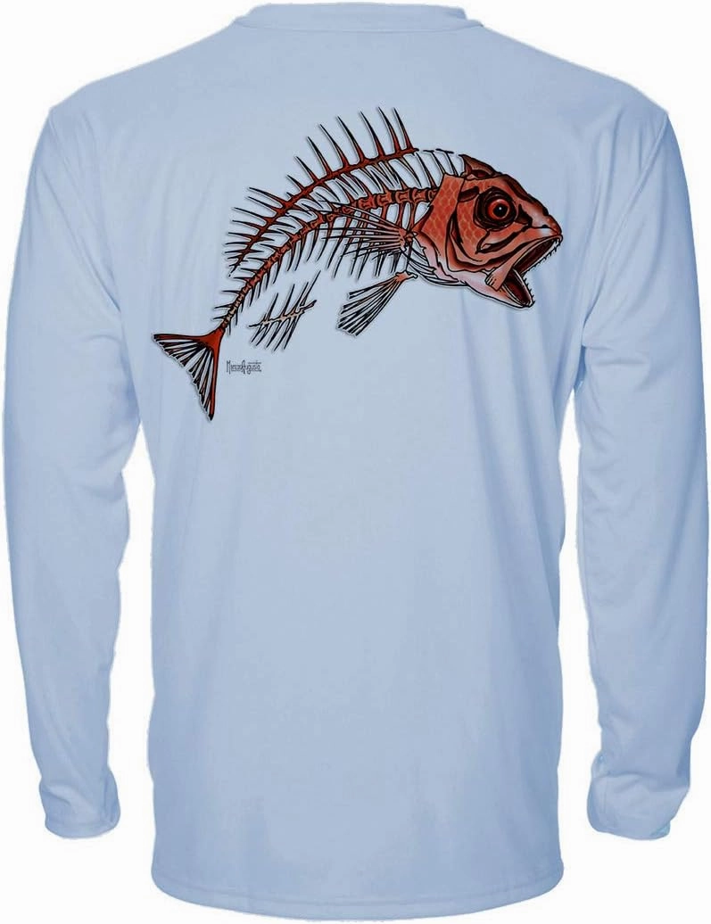 Denali Men's Teaser UPF 50  Long Sleeve T-Shirt, UV Protection Shirt, Trophy Bones Collection by Marcos Augusto: Snapper