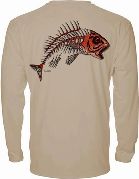 Denali Men's Teaser UPF 50  Long Sleeve T-Shirt, UV Protection Shirt, Trophy Bones Collection by Marcos Augusto: Snapper