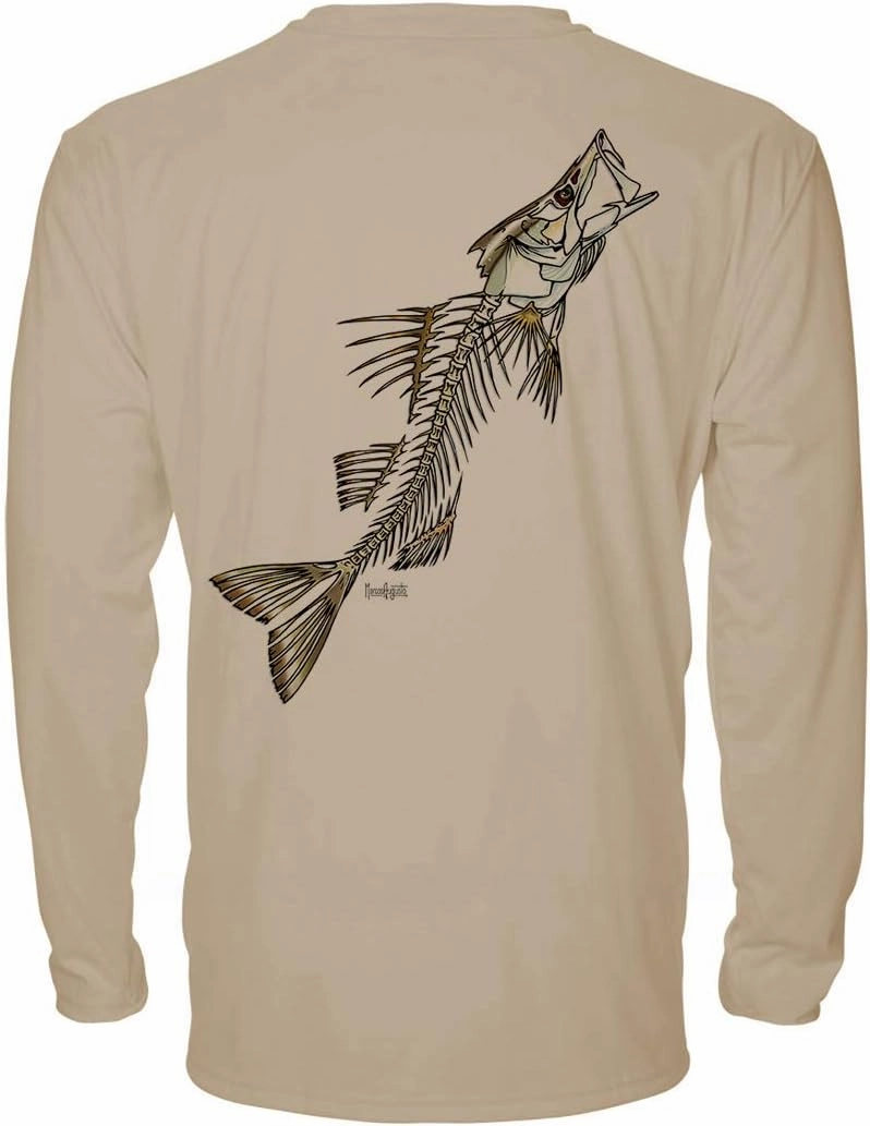 Denali Men's Teaser UPF 50  Long Sleeve T-Shirt, UV Protection Shirt, Trophy Bones Collection by Marcos Augusto: Snook