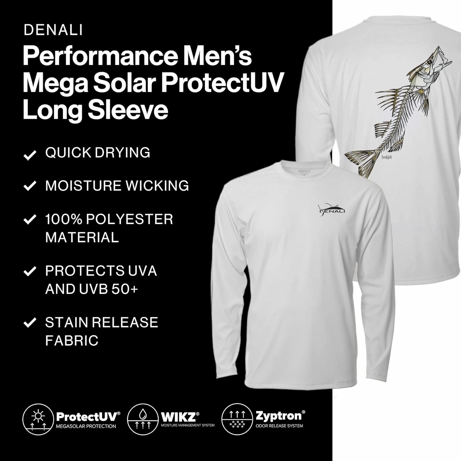 Denali Men's Teaser UPF 50  Long Sleeve T-Shirt, UV Protection Shirt, Trophy Bones Collection by Marcos Augusto: Snook