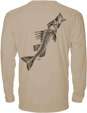 Denali Men's Teaser UPF 50  Long Sleeve T-Shirt, UV Protection Shirt, Trophy Bones Collection by Marcos Augusto: Snook