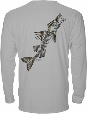 Denali Men's Teaser UPF 50  Long Sleeve T-Shirt, UV Protection Shirt, Trophy Bones Collection by Marcos Augusto: Snook