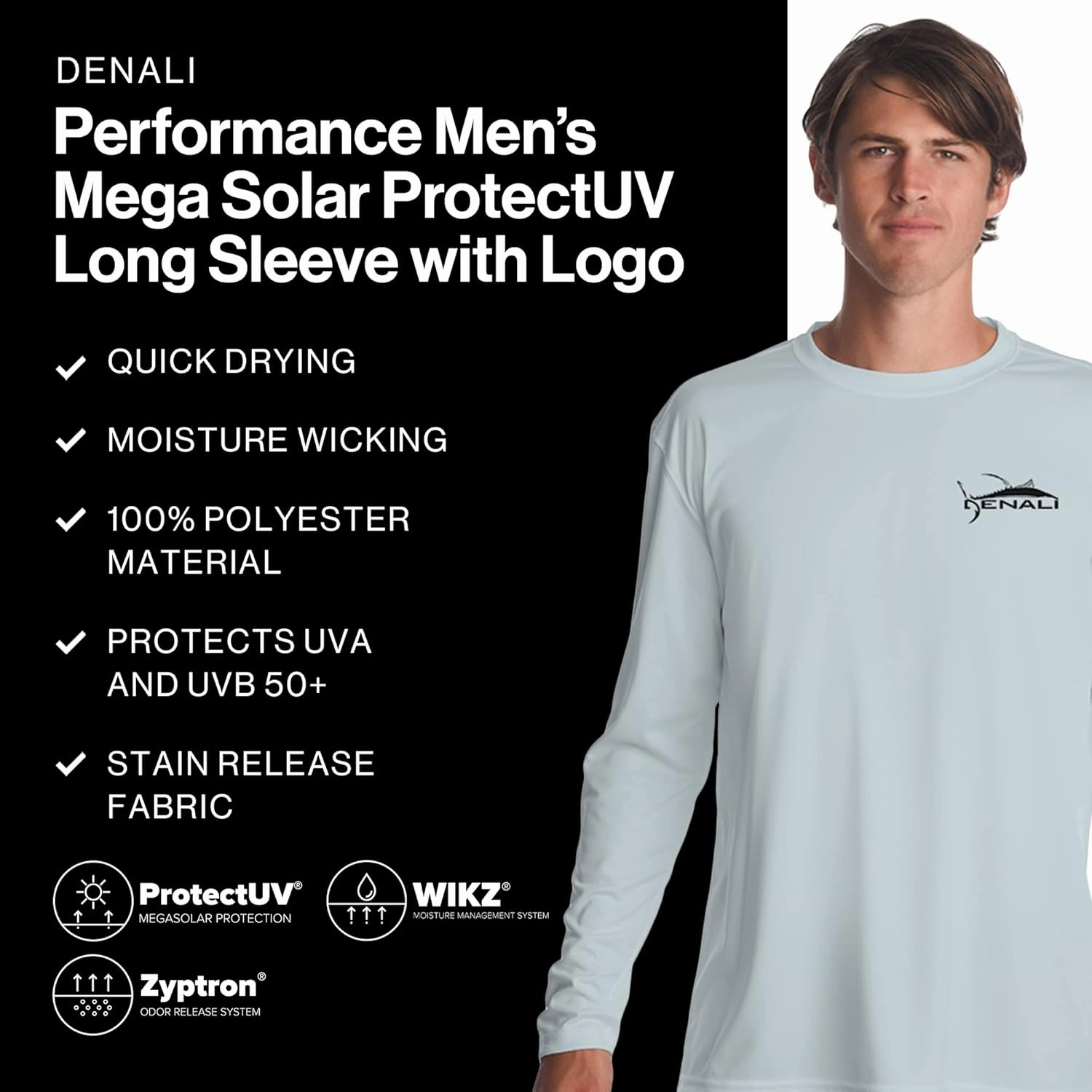 Denali Men's Tuna Logo Tournament Teaser UPF 50  Long Sleeve T-Shirt, UV Protection, Quick Dry Fisherman's Shirt