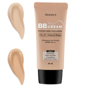 Deoproce Magic BB Cream SPF50  PA    | 4-in-1 Foundation, Makeup Base, Sunscreen & Recovery Cream | Glossy finish Lightweight, #21 Natural Beige | 60ml