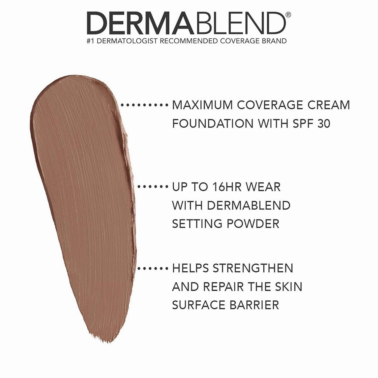 Dermablend Cover Crème Full Coverage Foundation Makeup, Hydrating Cream Concealer for Dark Circles and Blemishes, Maximum Coverage with Mineral Sunscreen SPF 30, 1 OZ