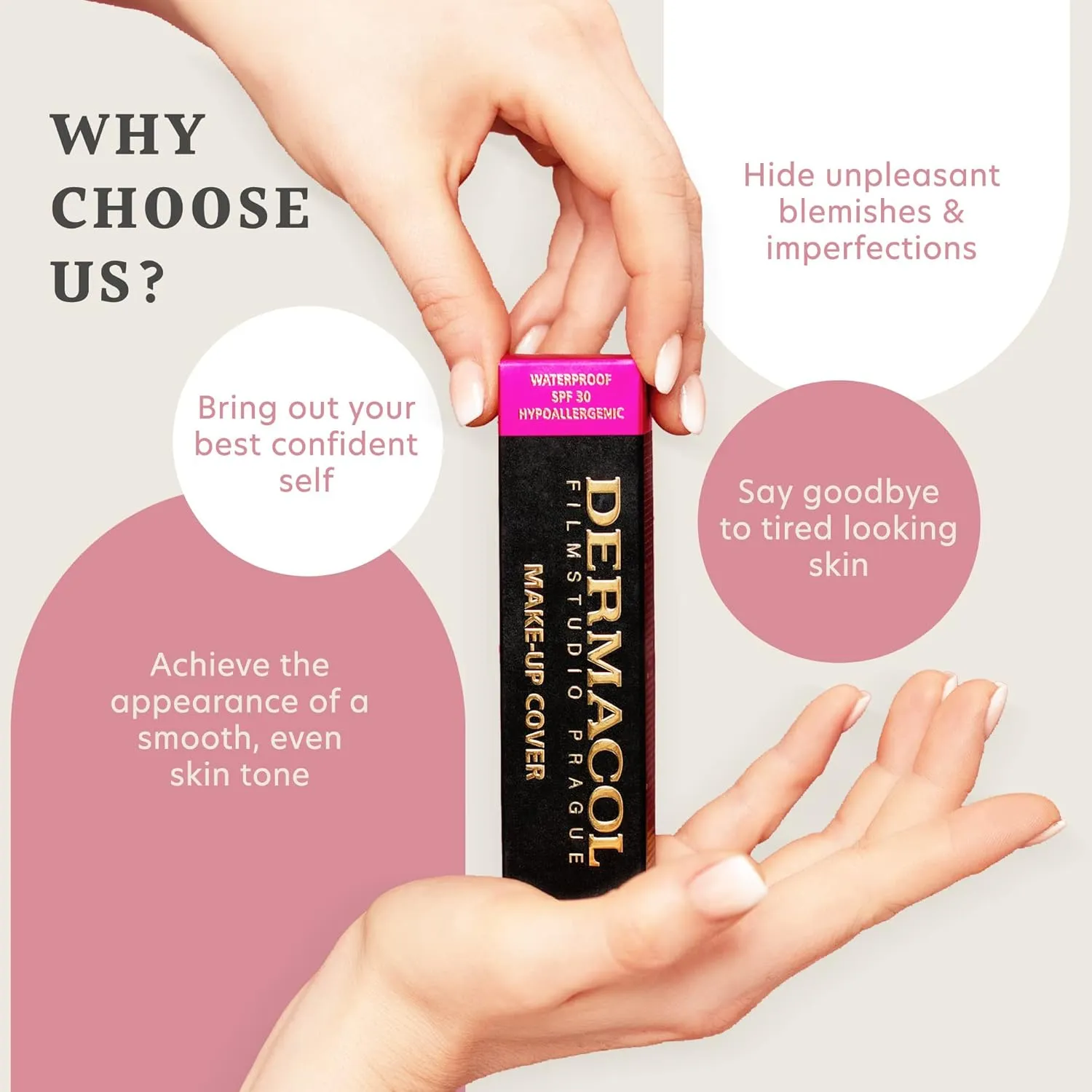 Dermacol Full Coverage Foundation | Long Lasting Waterproof Makeup Cover Cream SPF30 | Hypoallergenic & Light Weight Liquid | Tattoo, Acne, Spots, Under-eye Skin Cover-up | 218, 30g