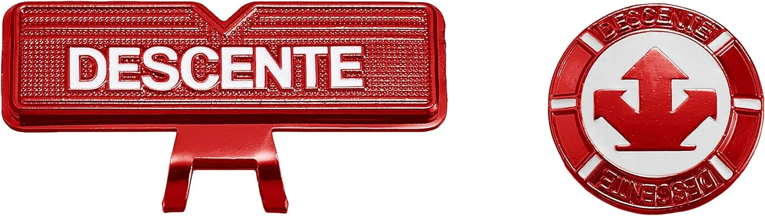 Descente DQBRJX51 RD00 Golf Marker, Basic Design, Clip Type, Men's (Red)