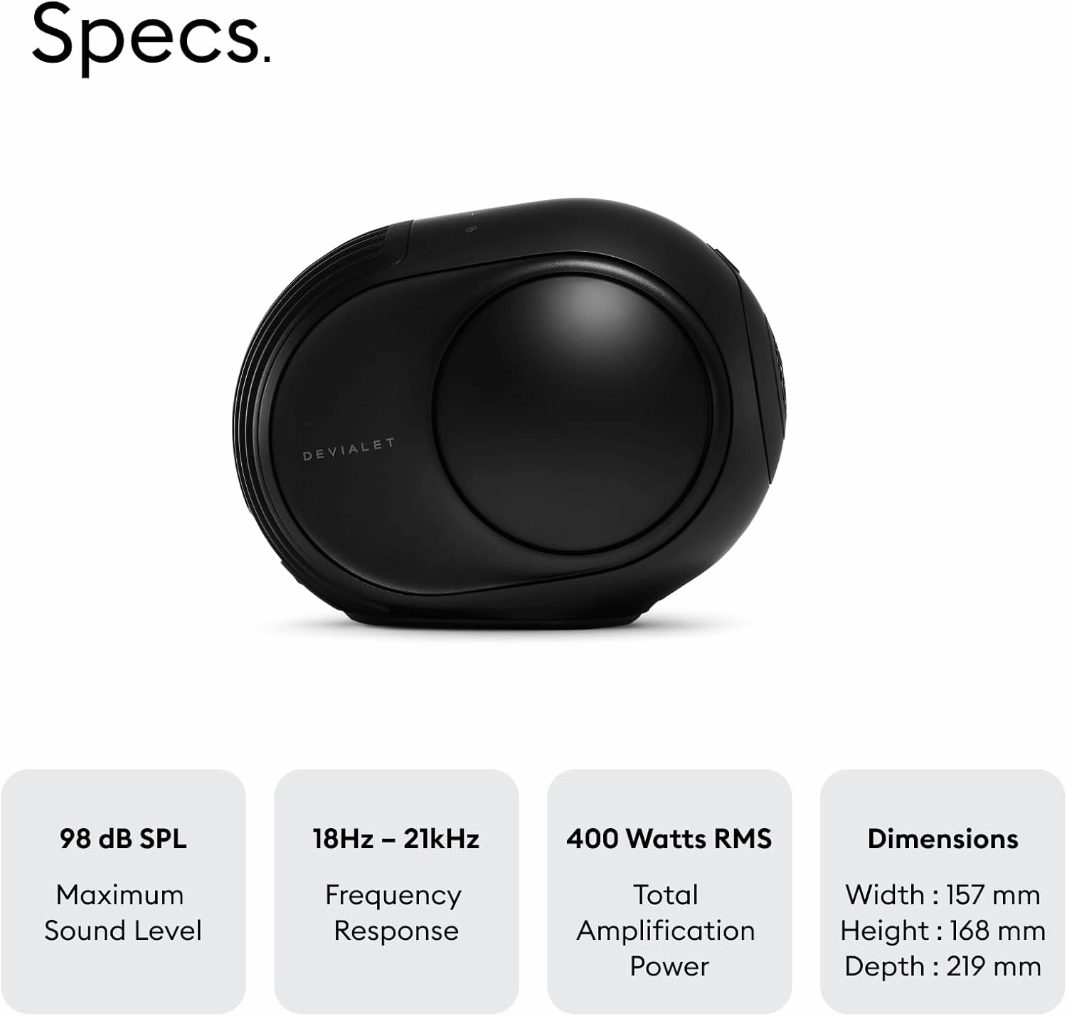 Devialet Phantom II - 98 dB - Compact Wireless Speaker - Matte Black