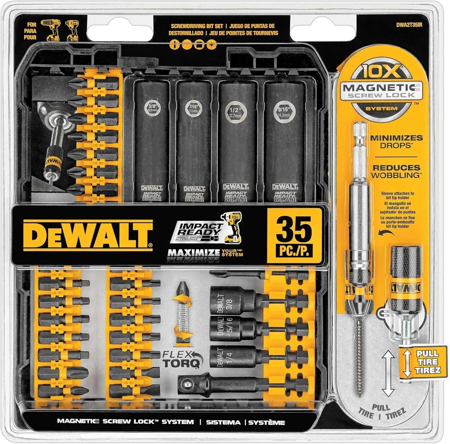 DEWALT Screwdriver Bit Set, Impact Ready, FlexTorq, 35-Piece (DWA2T35IR)