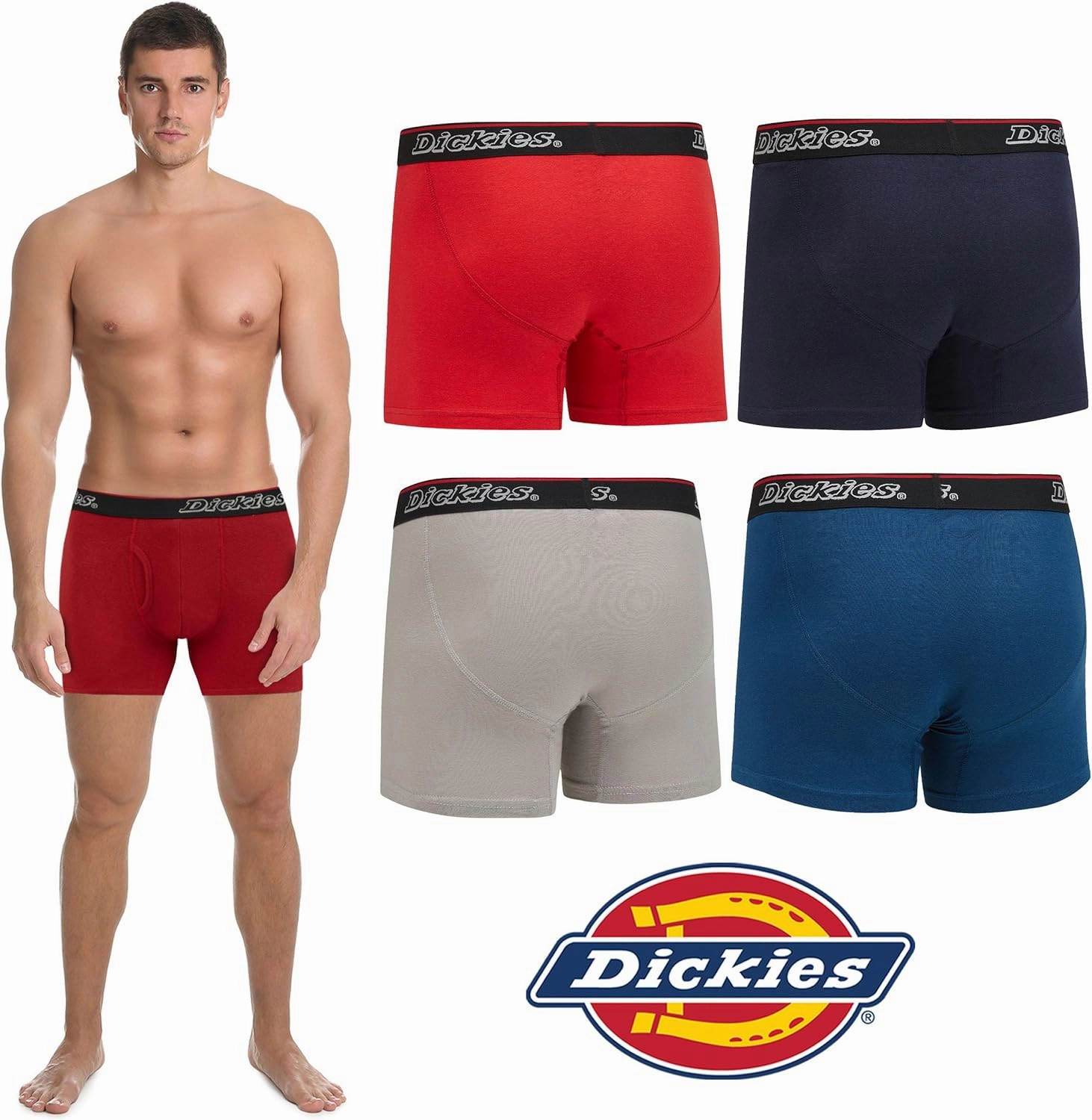 Dickies Mens Boxer Briefs Cotton Underwear for Men 5 Pack