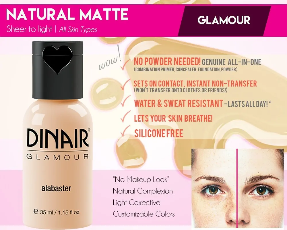 Dinair Airbrush Makeup Foundation | Natural Beige | GLAMOUR: Natural, Light coverage, Matte 0.50 oz.