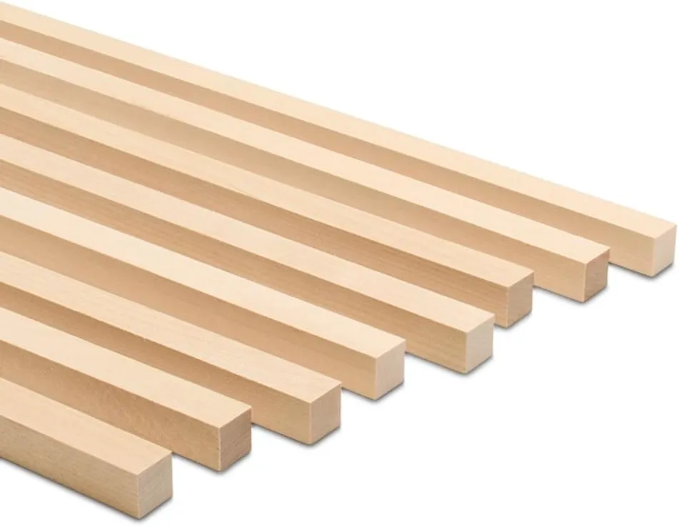 DIY Wooden Square Dowel Rod 5/8-inch x 36 Pack of 5 Hobby Wood Sticks for Crafts, Wood Trim & Architecture Model Making, by Woodpeckers