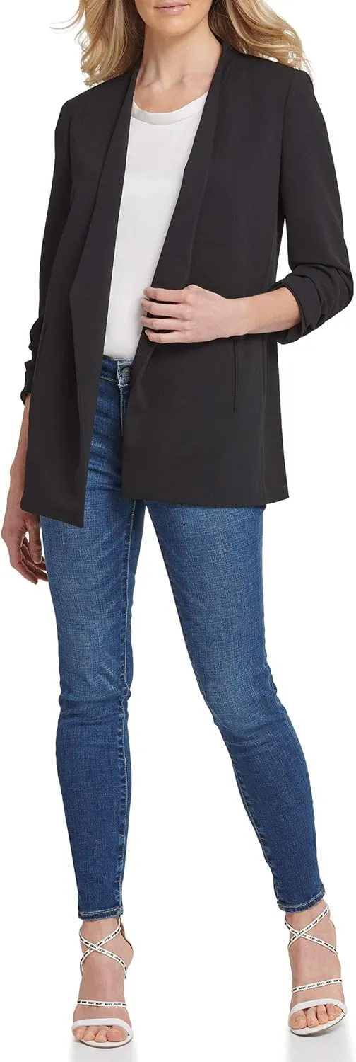 DKNY SPORTSWEAR Women's Missy Foundation Long Sleeve Shawl Collar Jacket