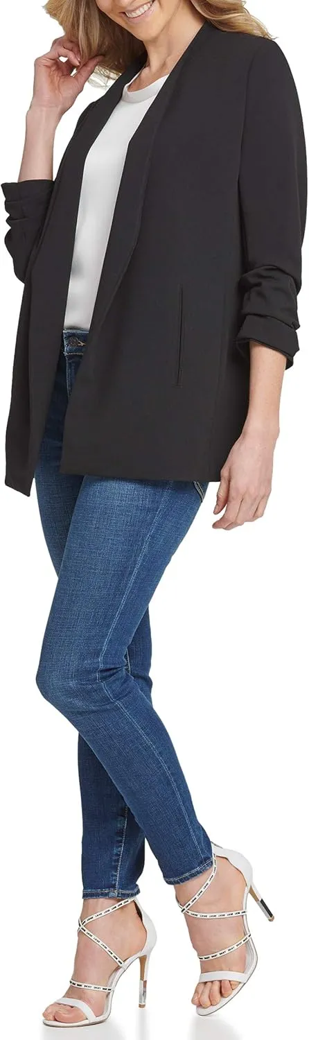 DKNY SPORTSWEAR Women's Missy Foundation Long Sleeve Shawl Collar Jacket