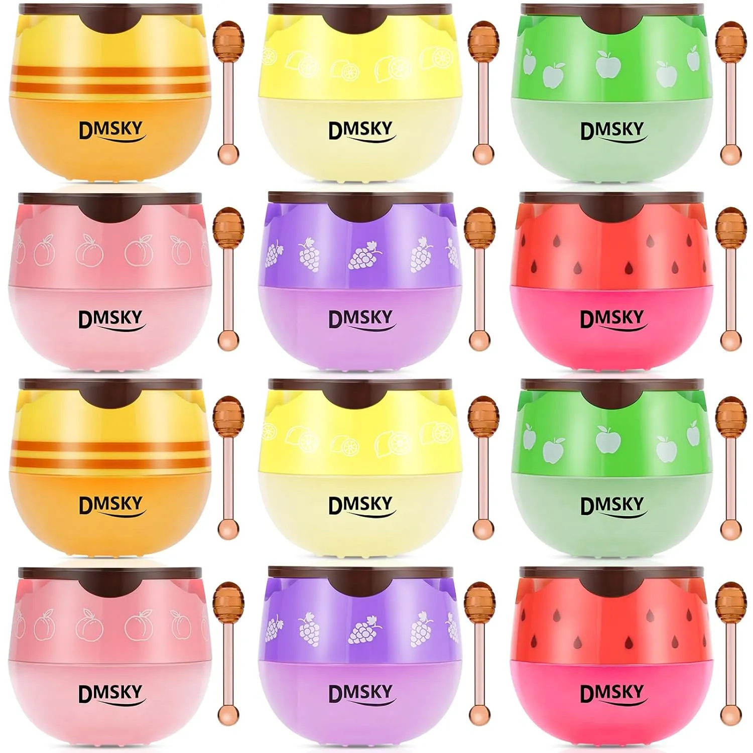 DMSKY Bee Lip Balm Honey Pot 12 PCS, Moisturizing Lip Mask Overnight, Hydrating Lip Sleeping Mask Prevention Dry and Cracked, Reduce Lip Lines