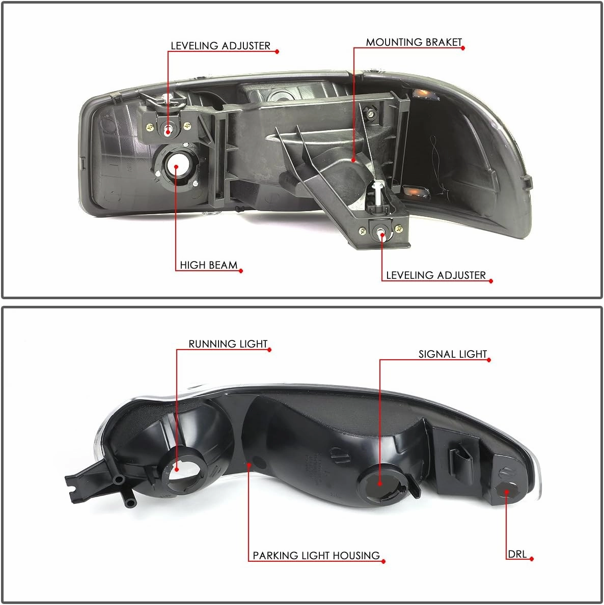 DNA MOTORING HL-OH-DAN994P-BK-CL1 Black Housing Clear Lens Headlights Compatible with 02-06 GMC Sierra 1500 Denali / 01 Sierra C3 / 07 Sierra 1500 Denali Classic / 01-06 Yukon Denali