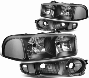 DNA MOTORING HL-OH-DAN994P-BK-CL1 Black Housing Clear Lens Headlights Compatible with 02-06 GMC Sierra 1500 Denali / 01 Sierra C3 / 07 Sierra 1500 Denali Classic / 01-06 Yukon Denali