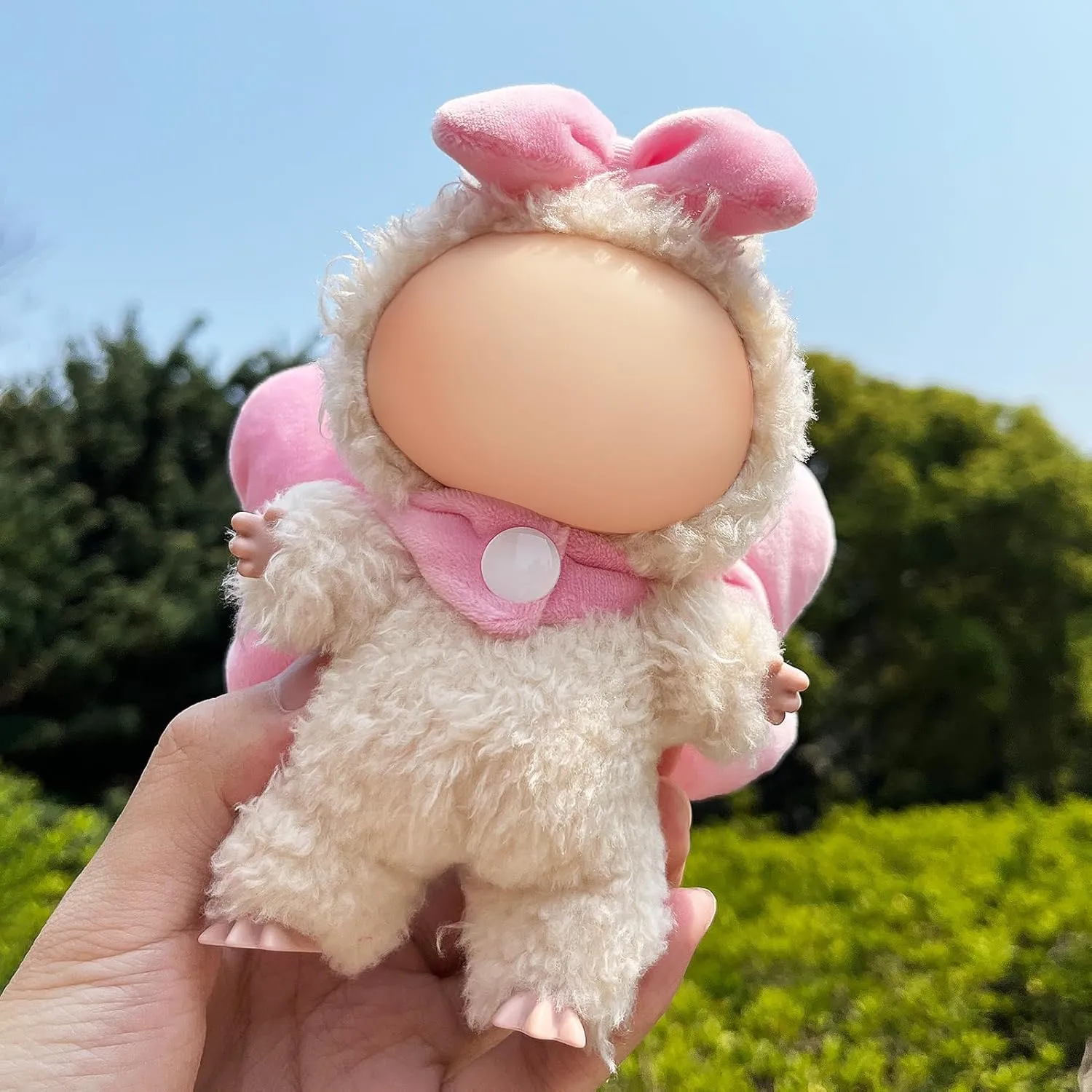 Doll Clothes – 17cm LBB Pink Bow: Plush Comfort Filled with Pearl Cotton, Made for Snuggly Home Moments (Doll Not Included)