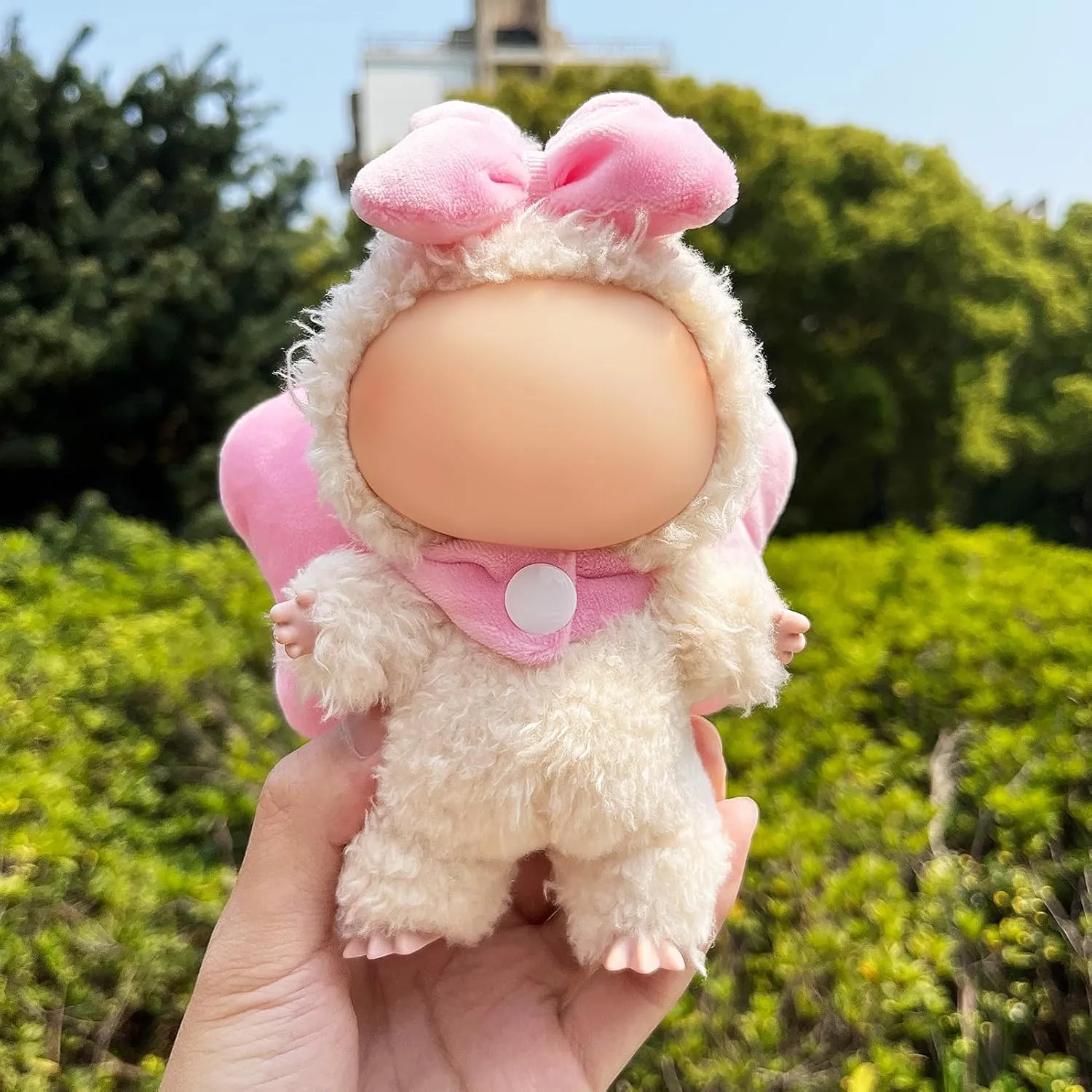Doll Clothes – 17cm LBB Pink Bow: Plush Comfort Filled with Pearl Cotton, Made for Snuggly Home Moments (Doll Not Included)