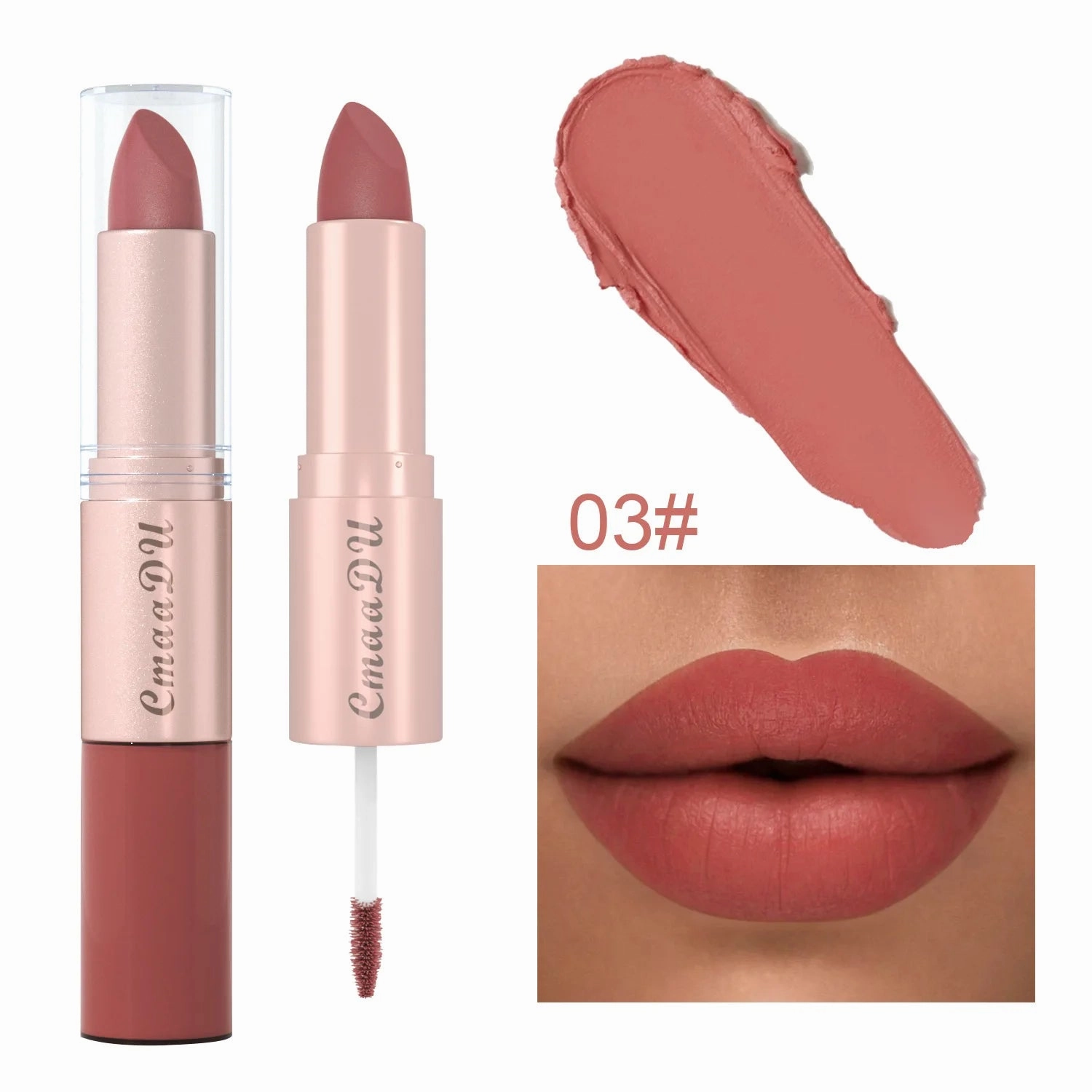Double-Ended Matte & Gloss Lipstick – Waterproof Nude & Red Shades – Velvet Lip Tint   Glossy Balm Duo – Fashion Makeup Gift for Women