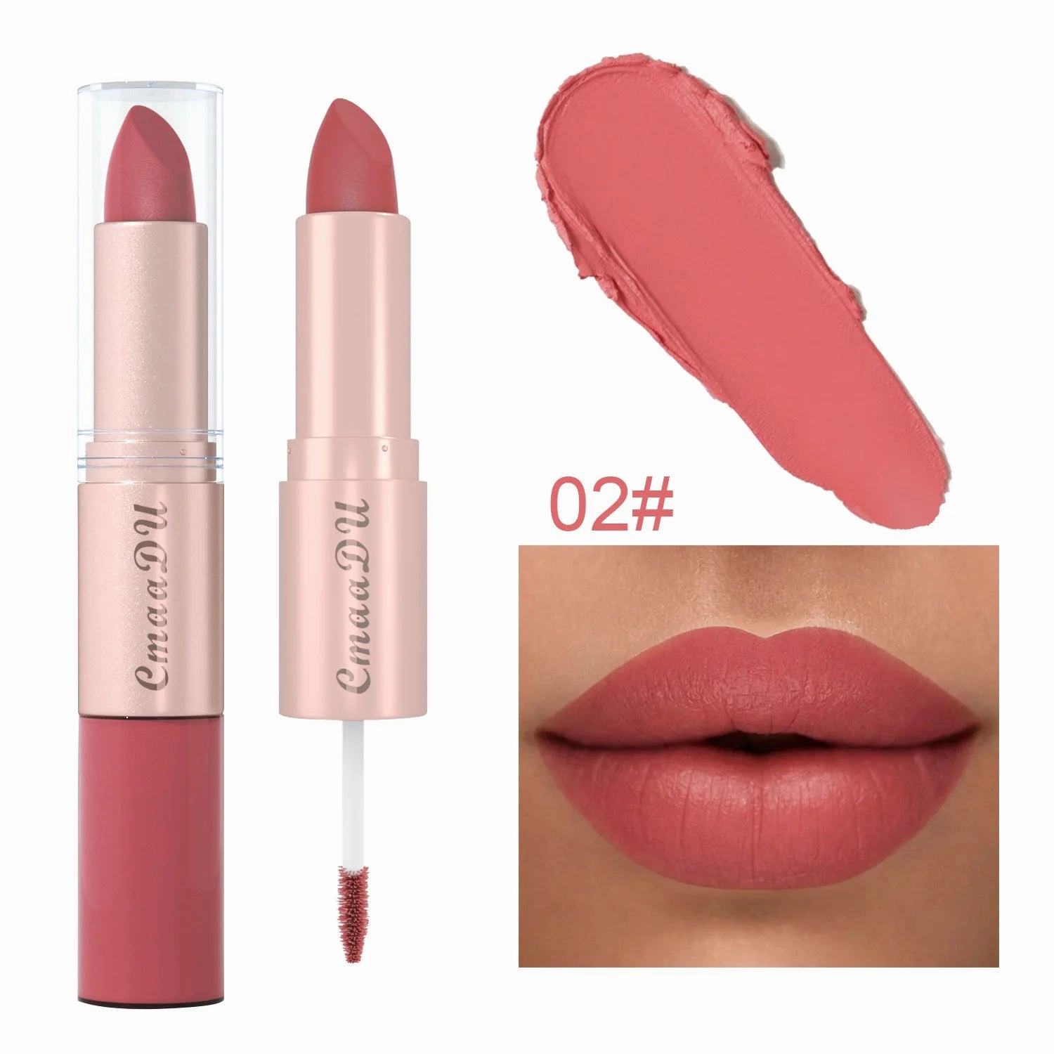 Double-Ended Matte & Gloss Lipstick – Waterproof Nude & Red Shades – Velvet Lip Tint   Glossy Balm Duo – Fashion Makeup Gift for Women