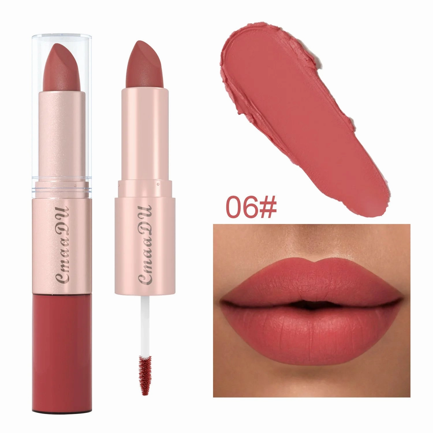 Double-Ended Matte & Gloss Lipstick – Waterproof Nude & Red Shades – Velvet Lip Tint   Glossy Balm Duo – Fashion Makeup Gift for Women