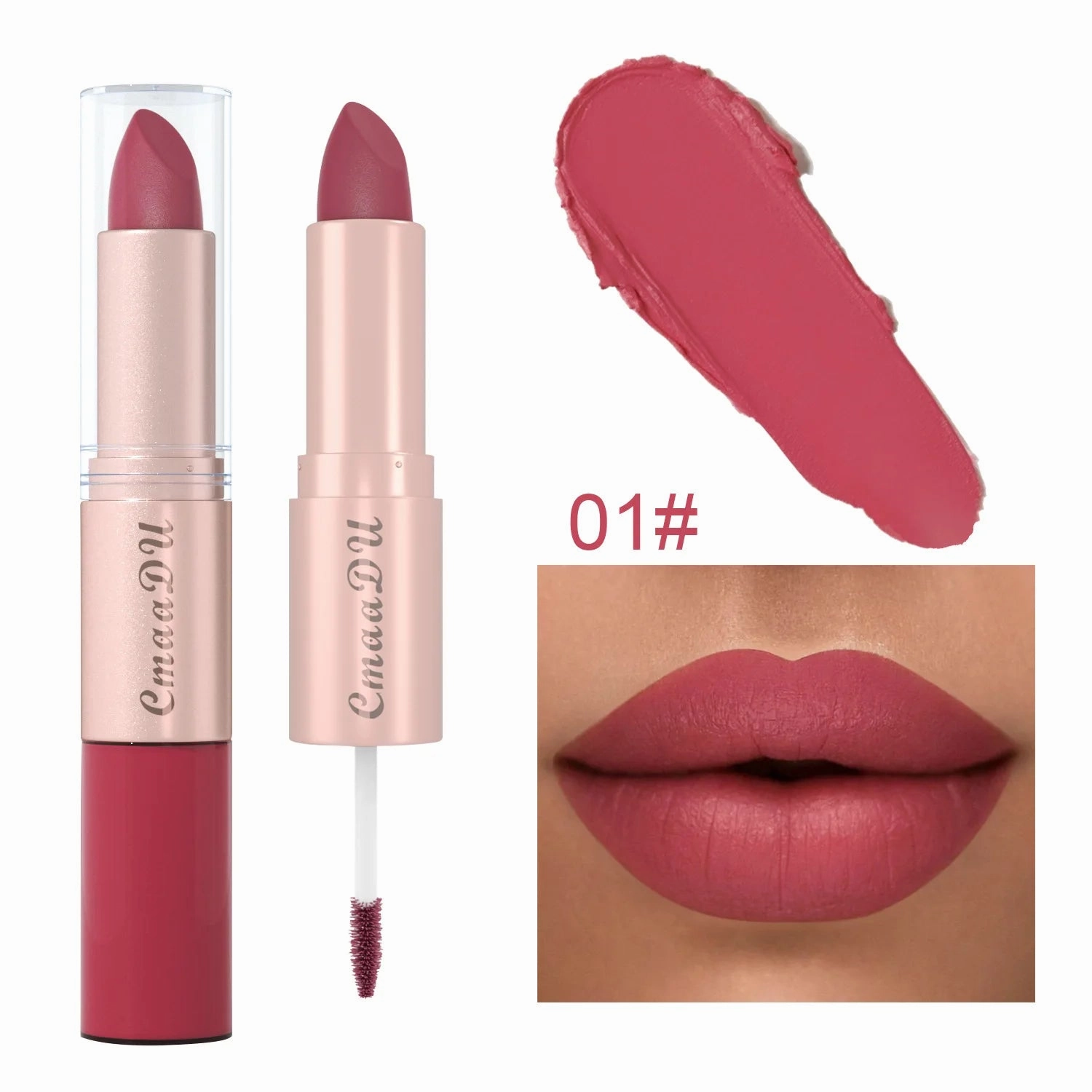 Double-Ended Matte & Gloss Lipstick – Waterproof Nude & Red Shades – Velvet Lip Tint   Glossy Balm Duo – Fashion Makeup Gift for Women
