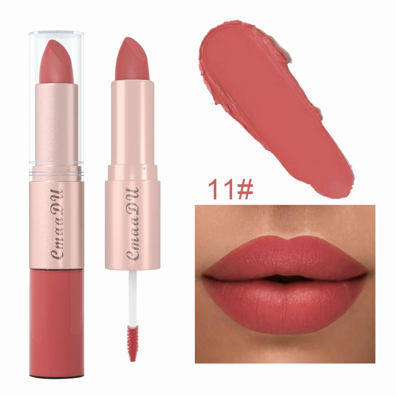 Double-Ended Matte & Gloss Lipstick – Waterproof Nude & Red Shades – Velvet Lip Tint   Glossy Balm Duo – Fashion Makeup Gift for Women