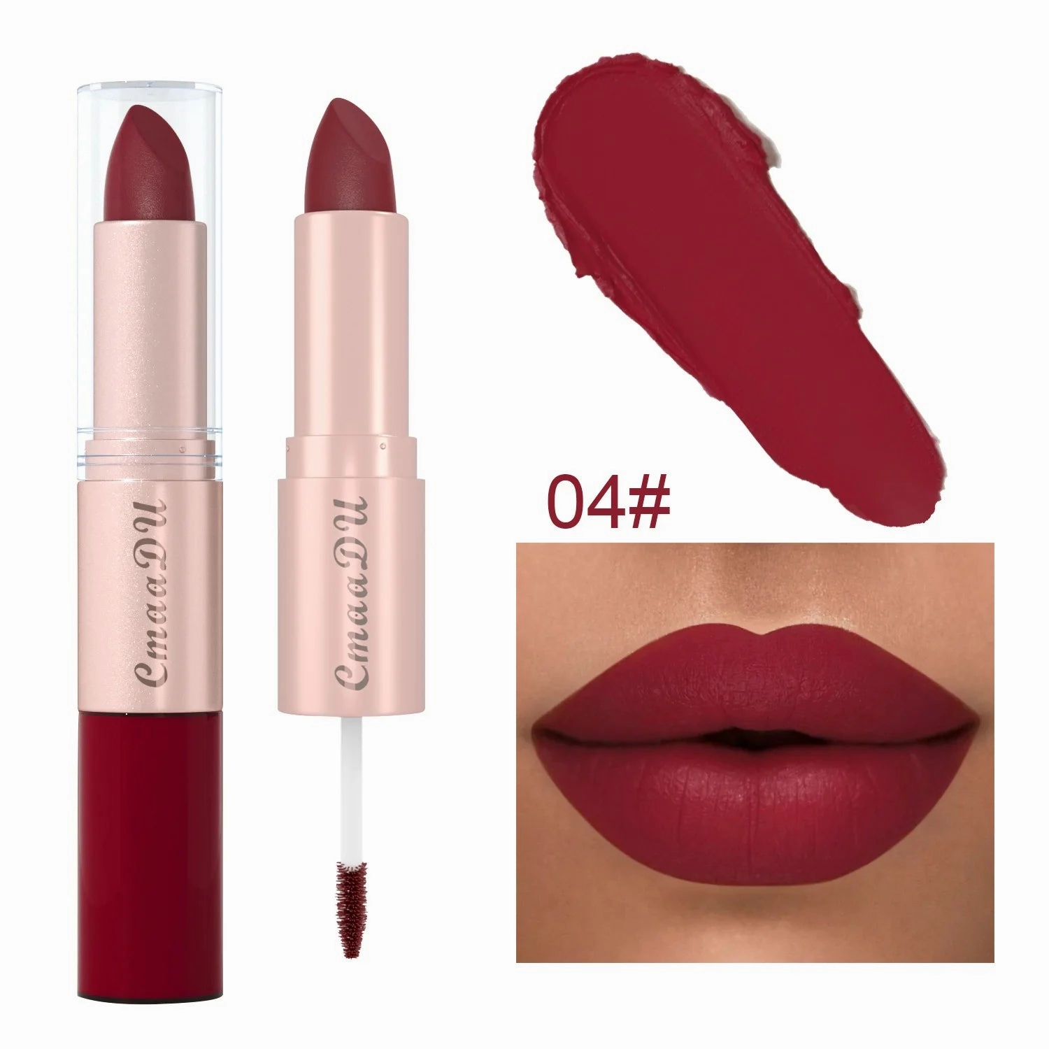 Double-Ended Matte & Gloss Lipstick – Waterproof Nude & Red Shades – Velvet Lip Tint   Glossy Balm Duo – Fashion Makeup Gift for Women