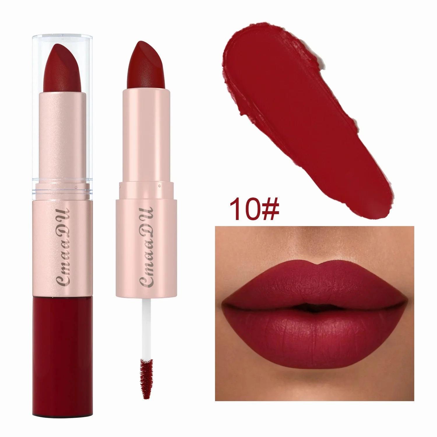 Double-Ended Matte & Gloss Lipstick – Waterproof Nude & Red Shades – Velvet Lip Tint   Glossy Balm Duo – Fashion Makeup Gift for Women