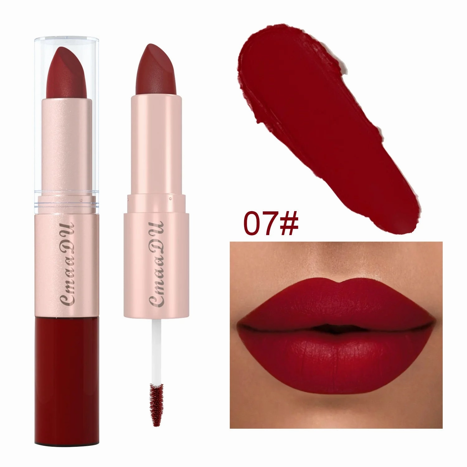 Double-Ended Matte & Gloss Lipstick – Waterproof Nude & Red Shades – Velvet Lip Tint   Glossy Balm Duo – Fashion Makeup Gift for Women