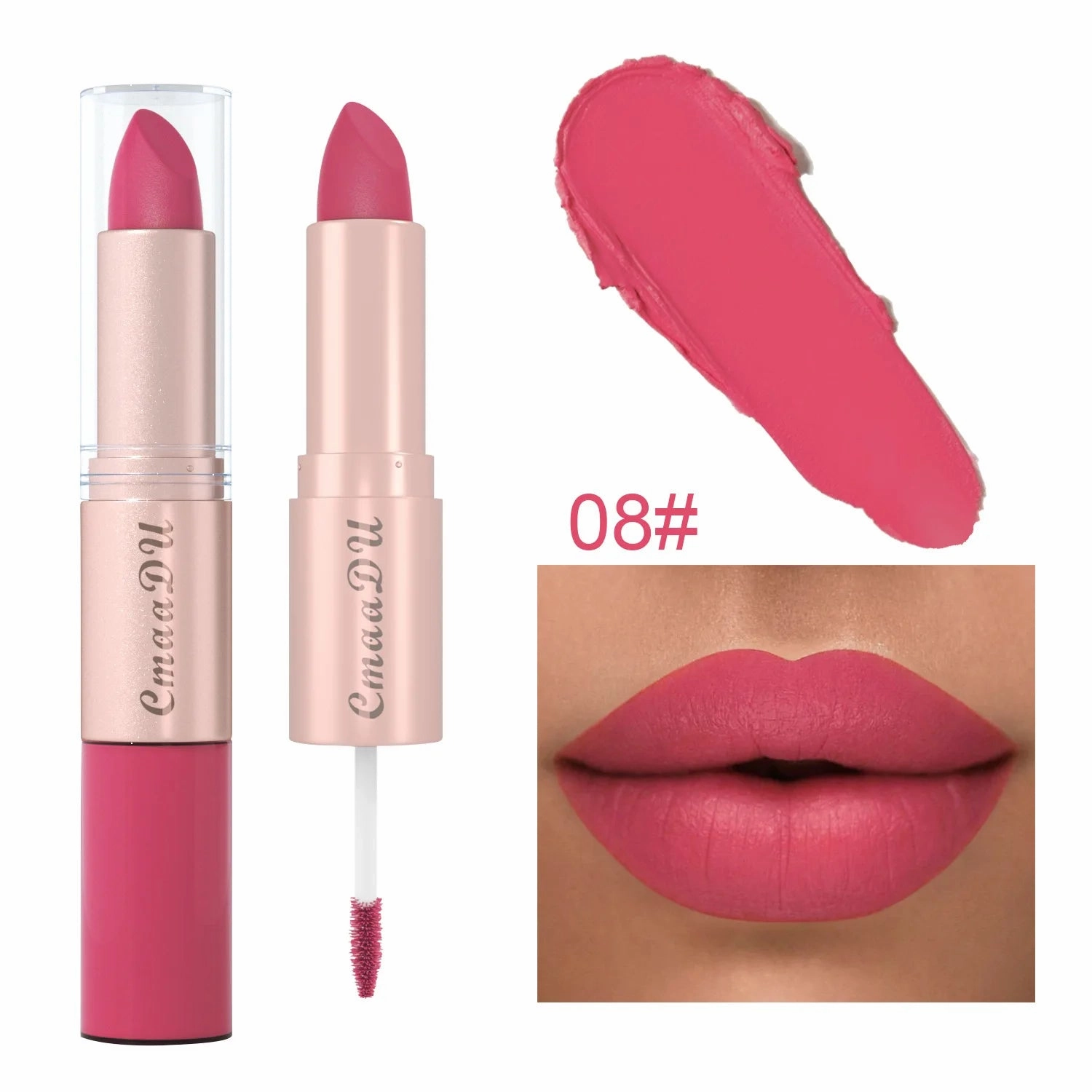 Double-Ended Matte & Gloss Lipstick – Waterproof Nude & Red Shades – Velvet Lip Tint   Glossy Balm Duo – Fashion Makeup Gift for Women