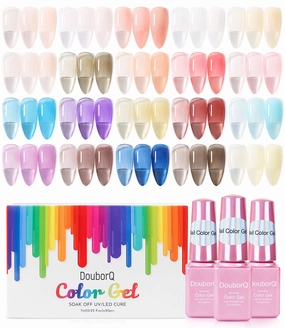 DouborQ 20-Color Gel Nail Polish - Translucent, Nude, Pink, Black, Blue - Soak Off, DIY Home Salon Nail Art Manicure For Women (Classic Color)