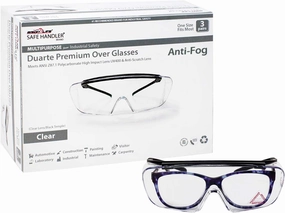 Duarte Premium Over Glasses 3 PAIRS | ANSI Z87.1, Impact Resistant Polycarbonate Lens, UV400, Anti-Fog & Anti-Scratch, Box of 3