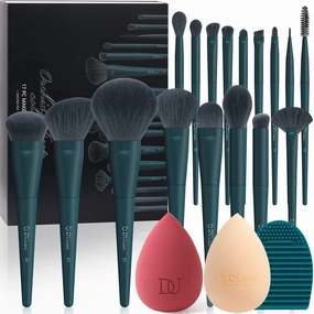 DUcare Makeup Brushes Set 17 Pcs with Brush Cleaning Mat and Makeup Sponge Professional Face Powder Eye Shadow Powder Liquid Cream Kit Gift Box