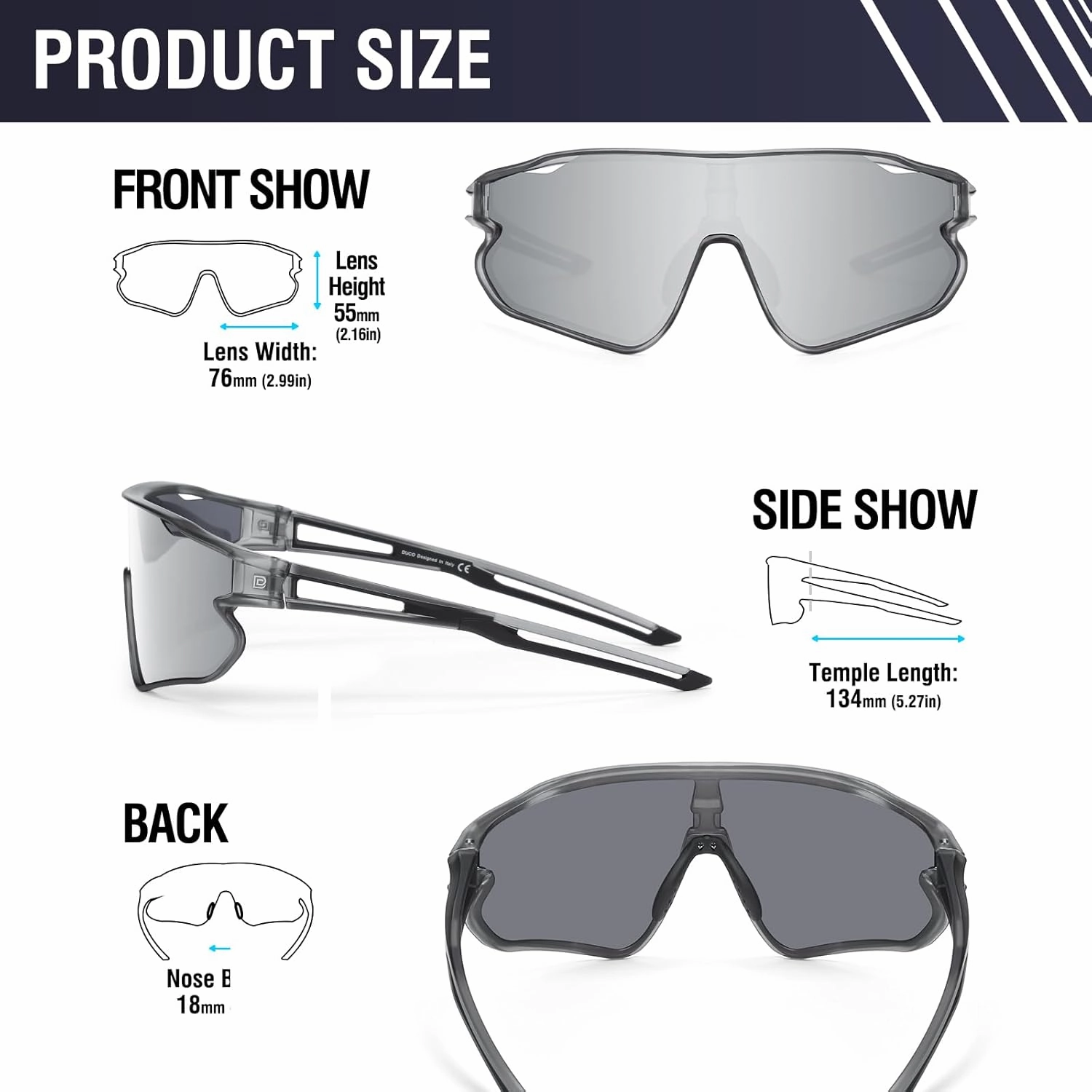 DUCO Sports Polarized Sunglasses for Men Women Running Sunglasses Fishing Cycling Baseball Glasses UV400 Protection DC0023