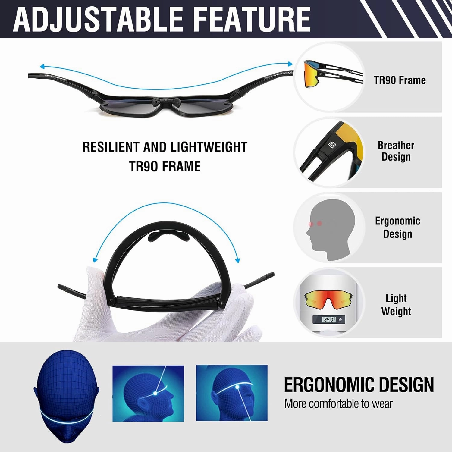 DUCO Sports Polarized Sunglasses for Men Women Running Sunglasses Fishing Cycling Baseball Glasses UV400 Protection DC0023