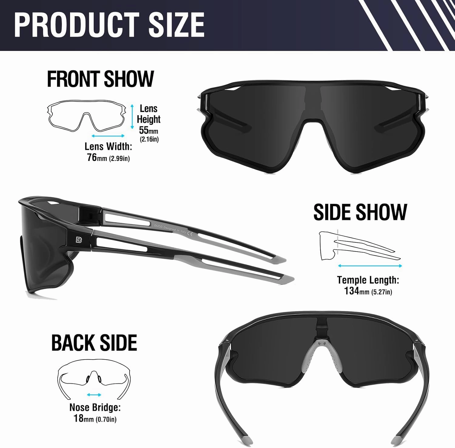 DUCO Sports Polarized Sunglasses for Men Women Running Sunglasses Fishing Cycling Baseball Glasses UV400 Protection DC0023
