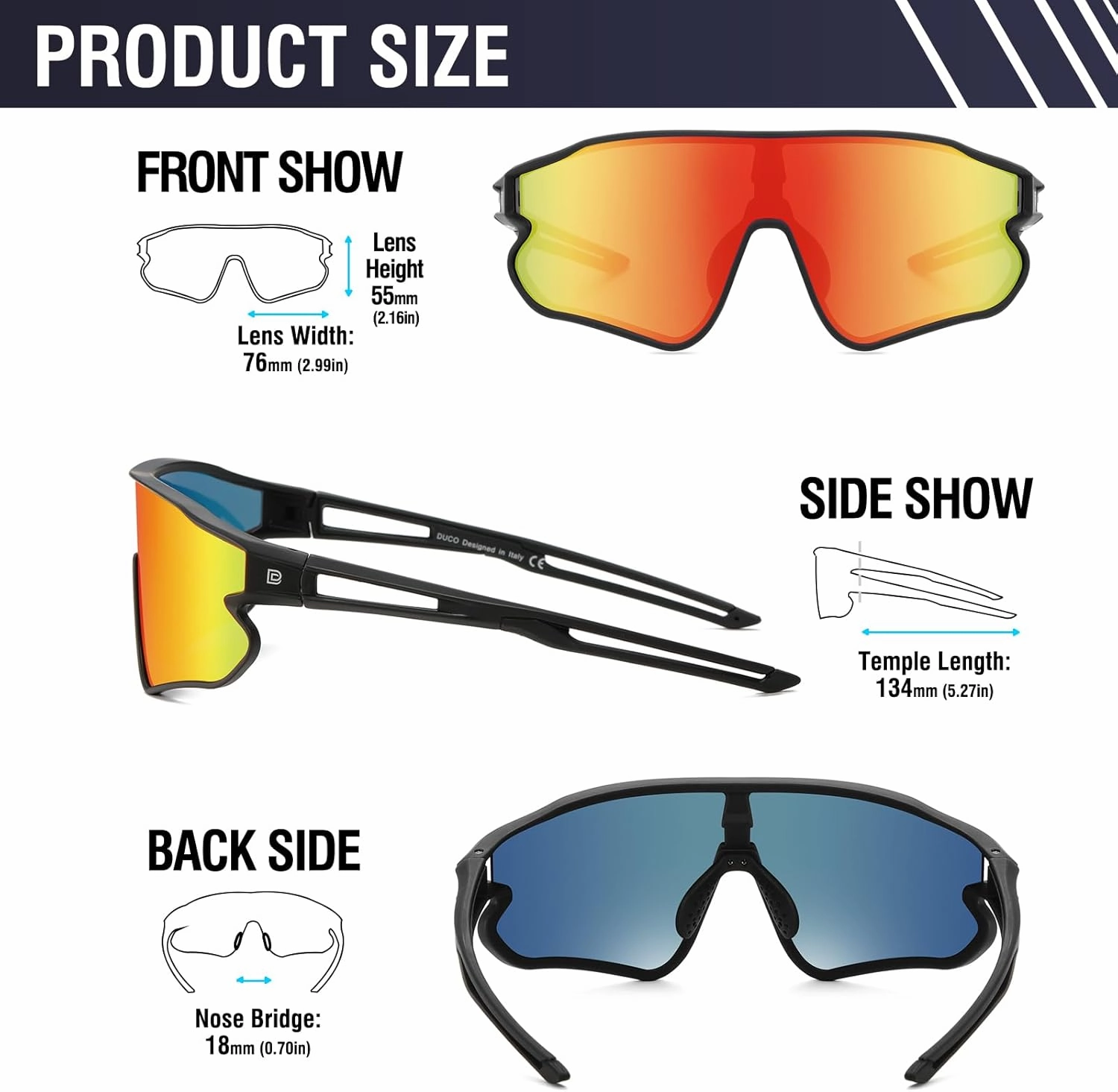 DUCO Sports Polarized Sunglasses for Men Women Running Sunglasses Fishing Cycling Baseball Glasses UV400 Protection DC0023