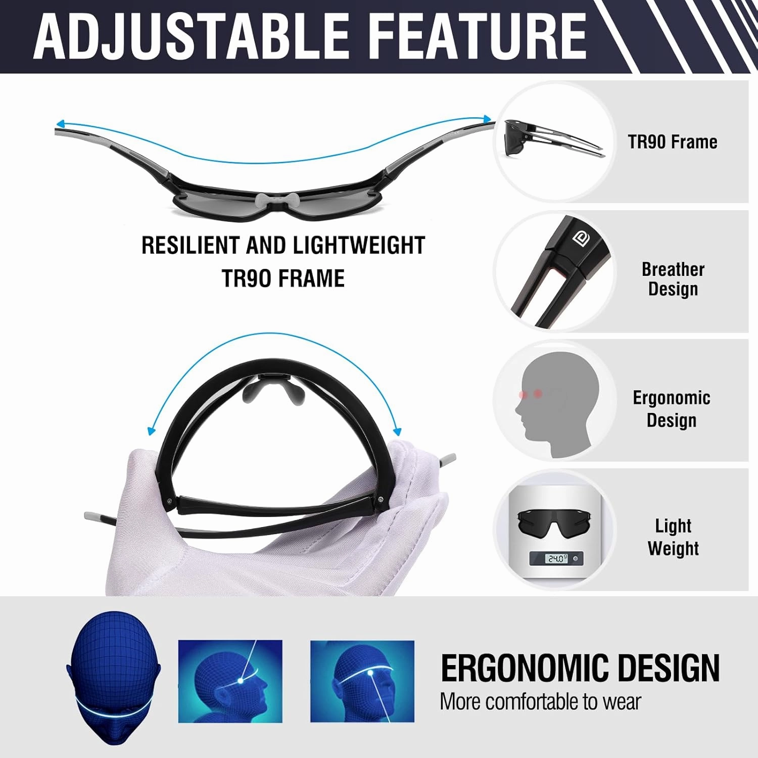 DUCO Sports Polarized Sunglasses for Men Women Running Sunglasses Fishing Cycling Baseball Glasses UV400 Protection DC0023