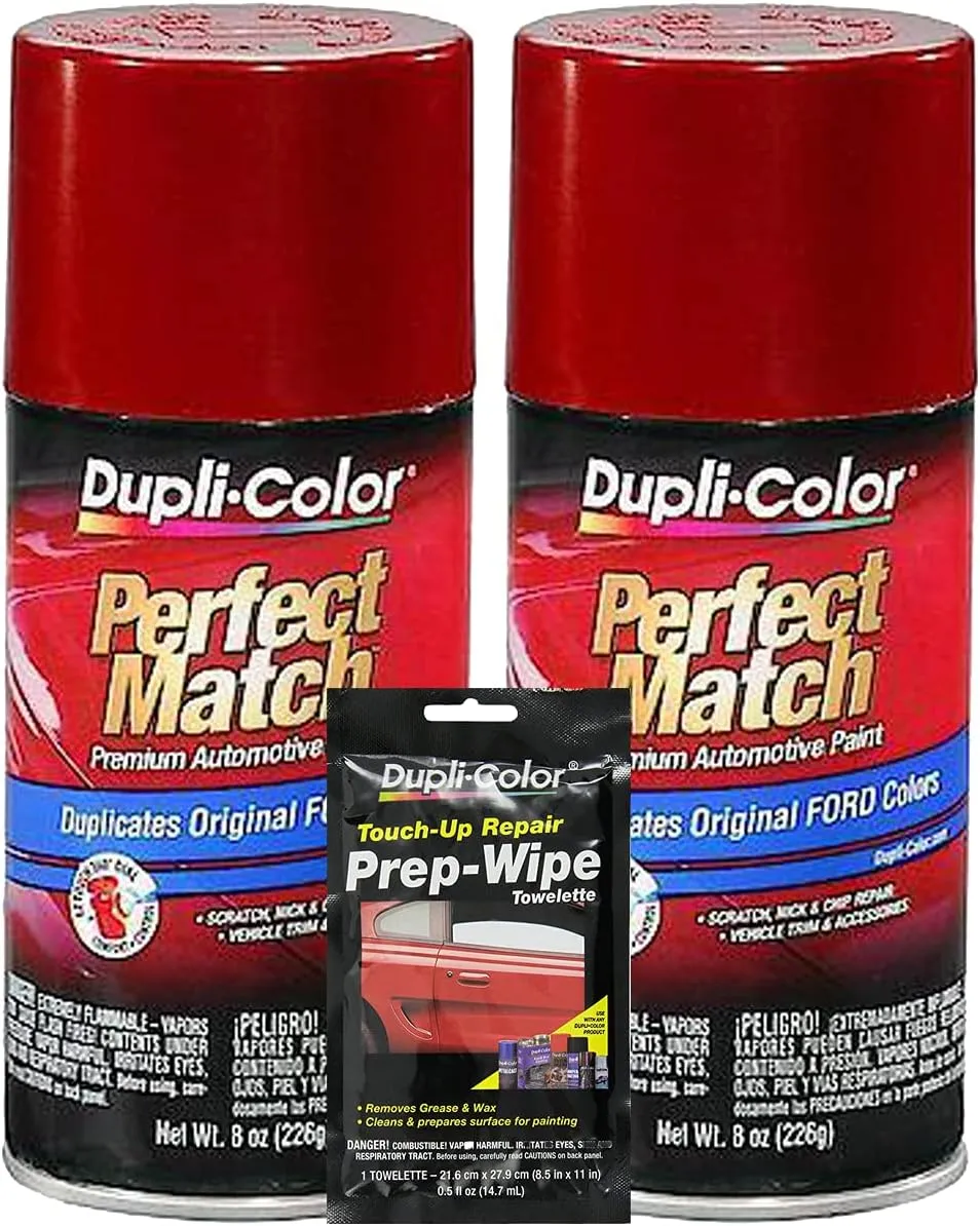 Dupli-Color Blaze Red Crystal Perfect Match Automotive Paint Compatible With Chrysler Vehicles - 8 oz, Bundles with Prep Wipe (3 Items)