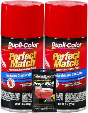 Dupli-Color Bright Red Exact-Match Automotive Paint For GM Vehicles - 8 oz, Bundles with Prep Wipe (3 Items)