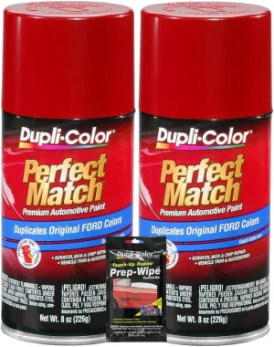 Dupli-Color Candy Apple Red Exact-Match Automotive Paint For Ford Vehicles - 8 oz, Bundles with Prep Wipe (3 Items)