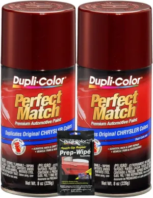 Dupli-Color Dark Garnet Red Pearl Perfect Match Automotive Paint for Chrysler Vehicles - 8 oz, Bundles with Prep Wipe (3 Items)