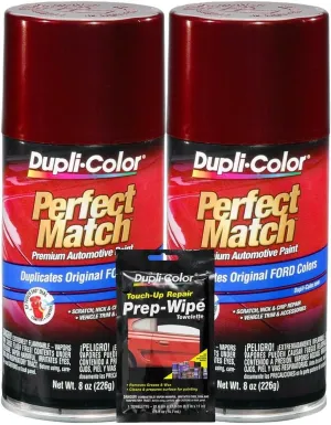 Dupli-Color Dark Toreador Red Exact-Match Automotive Paint For Ford Vehicles - 8 oz, Bundles with Prep Wipe (3 Items)