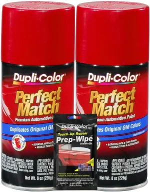 Dupli-Color Victory Red Exact-Match Automotive Paint for GM Vehicles - 8 oz, Bundles with Prep Wipe (3 Items)