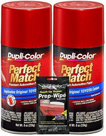 Dupli-Color Red Pearl Exact-Match Automotive Paint For Toyota Vehicles - 8 oz, Bundles Prep Wipe (3 Items)